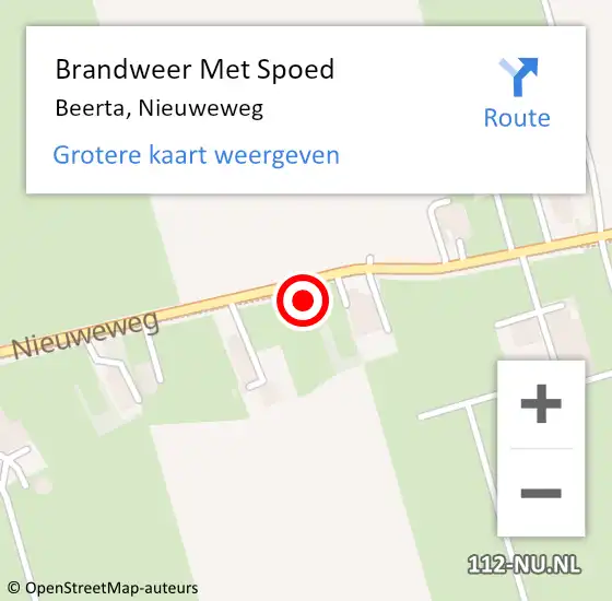 Locatie op kaart van de 112 melding: Brandweer Met Spoed Naar Beerta, Nieuweweg op 16 juni 2021 22:33