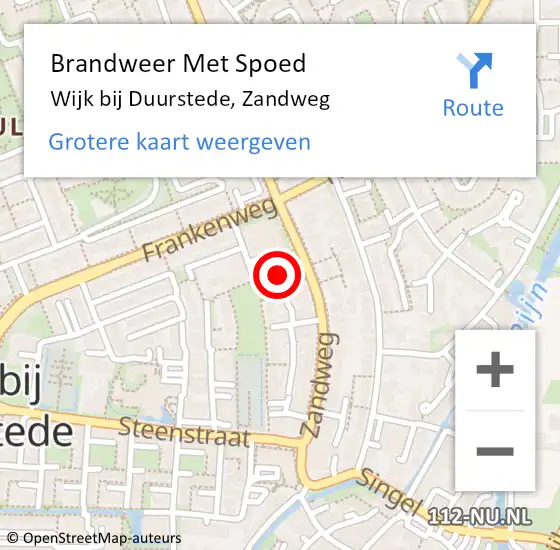 Locatie op kaart van de 112 melding: Brandweer Met Spoed Naar Wijk bij Duurstede, Zandweg op 16 juni 2021 23:01
