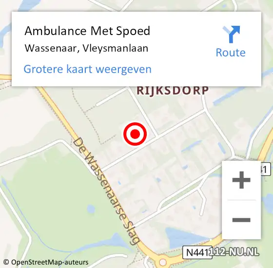 Locatie op kaart van de 112 melding: Ambulance Met Spoed Naar Wassenaar, Vleysmanlaan op 17 juni 2021 03:43