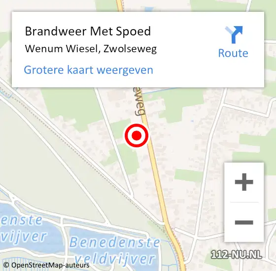 Locatie op kaart van de 112 melding: Brandweer Met Spoed Naar Wenum Wiesel, Zwolseweg op 17 juni 2021 04:19