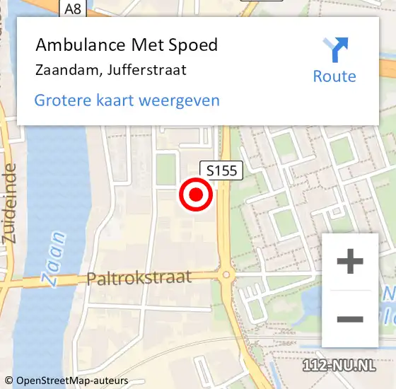 Locatie op kaart van de 112 melding: Ambulance Met Spoed Naar Zaandam, Jufferstraat op 17 juni 2021 13:31