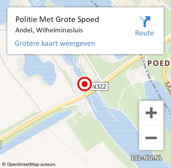 Locatie op kaart van de 112 melding: Politie Met Grote Spoed Naar Andel, Wilhelminasluis op 17 juni 2021 18:27