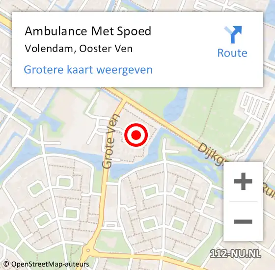 Locatie op kaart van de 112 melding: Ambulance Met Spoed Naar Volendam, Ooster Ven op 17 juni 2021 23:12