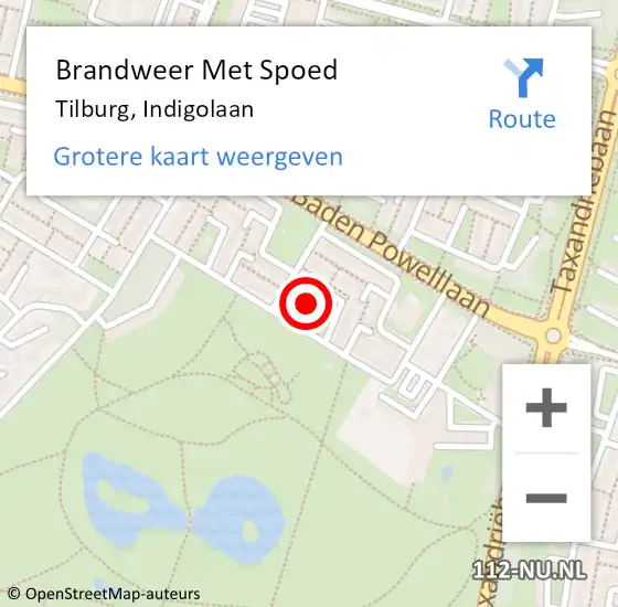 Locatie op kaart van de 112 melding: Brandweer Met Spoed Naar Tilburg, Indigolaan op 18 juni 2021 05:48