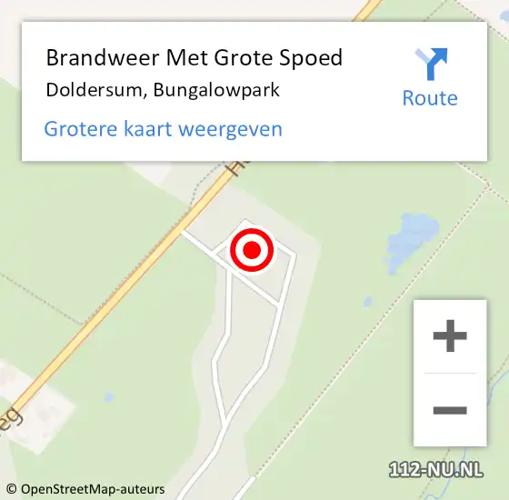 Locatie op kaart van de 112 melding: Brandweer Met Grote Spoed Naar Doldersum, Bungalowpark op 18 juni 2021 13:42