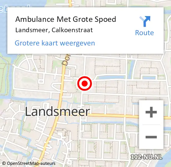 Locatie op kaart van de 112 melding: Ambulance Met Grote Spoed Naar Landsmeer, Calkoenstraat op 18 juni 2021 13:43