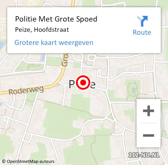 Locatie op kaart van de 112 melding: Politie Met Grote Spoed Naar Peize, Hoofdstraat op 18 juni 2021 14:24