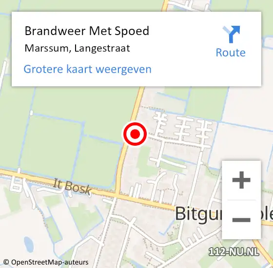 Locatie op kaart van de 112 melding: Brandweer Met Spoed Naar Marssum, Langestraat op 18 juni 2021 20:08