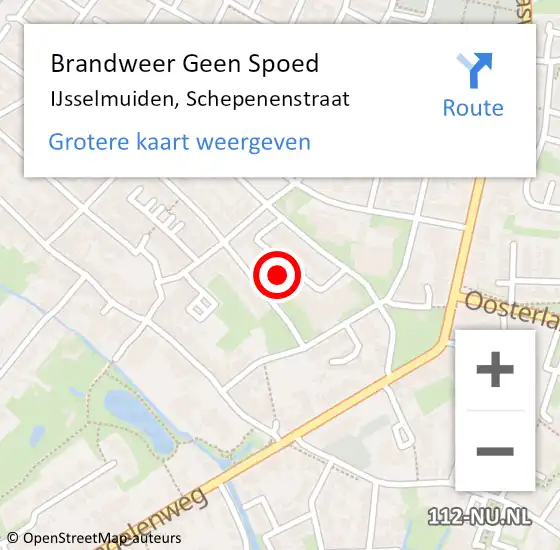 Locatie op kaart van de 112 melding: Brandweer Geen Spoed Naar IJsselmuiden, Schepenenstraat op 18 juni 2021 20:50