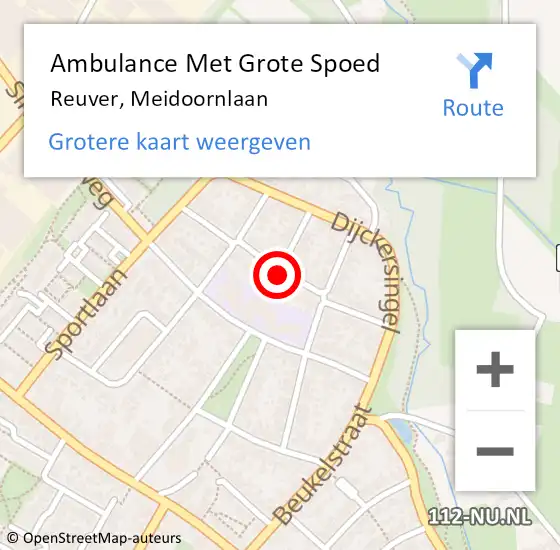 Locatie op kaart van de 112 melding: Ambulance Met Grote Spoed Naar Reuver, Meidoornlaan op 18 juni 2021 21:01