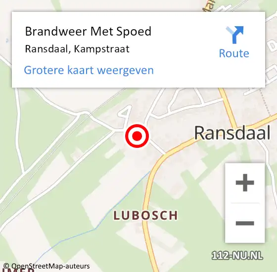 Locatie op kaart van de 112 melding: Brandweer Met Spoed Naar Ransdaal, Kampstraat op 18 juni 2021 21:41