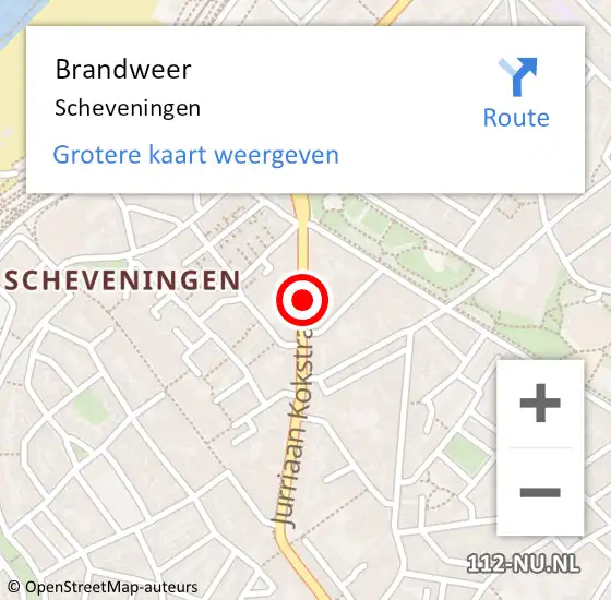 Locatie op kaart van de 112 melding: Brandweer Scheveningen op 19 juni 2021 07:57
