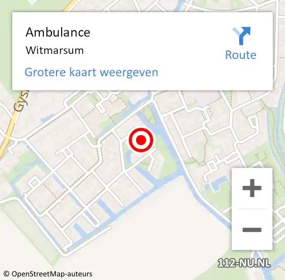 Locatie op kaart van de 112 melding: Ambulance Witmarsum op 19 juni 2021 08:11