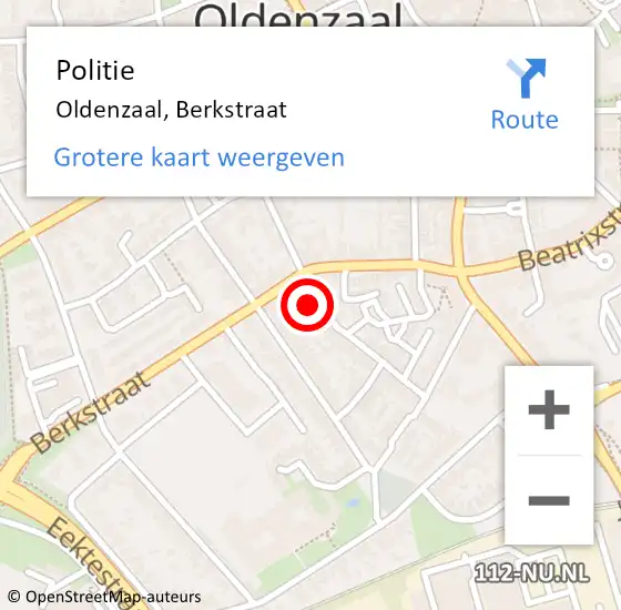 Locatie op kaart van de 112 melding: Politie Oldenzaal, Berkstraat op 19 juni 2021 10:47