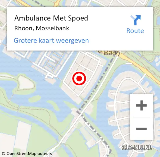 Locatie op kaart van de 112 melding: Ambulance Met Spoed Naar Rhoon, Mosselbank op 19 juni 2021 13:16