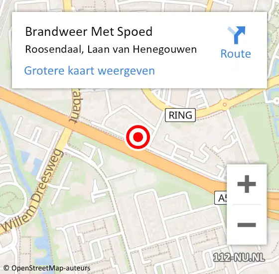 Locatie op kaart van de 112 melding: Brandweer Met Spoed Naar Roosendaal, Laan van Henegouwen op 19 juni 2021 16:21