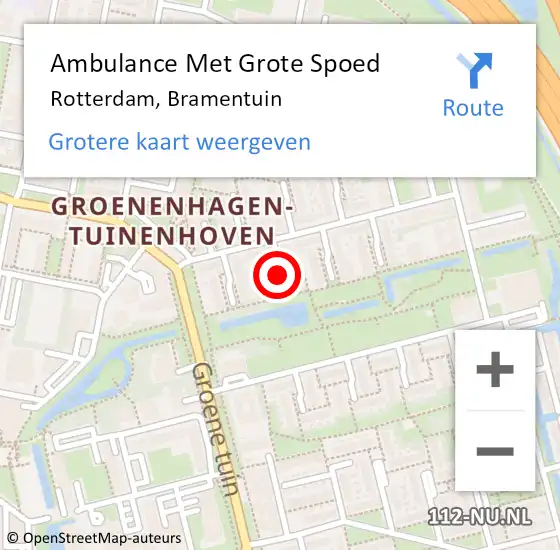 Locatie op kaart van de 112 melding: Ambulance Met Grote Spoed Naar Rotterdam, Bramentuin op 19 juni 2021 19:15