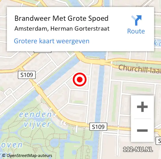 Locatie op kaart van de 112 melding: Brandweer Met Grote Spoed Naar Amsterdam, Herman Gorterstraat op 19 juni 2021 19:56