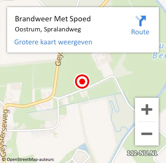 Locatie op kaart van de 112 melding: Brandweer Met Spoed Naar Oostrum, Spralandweg op 20 juni 2021 01:15