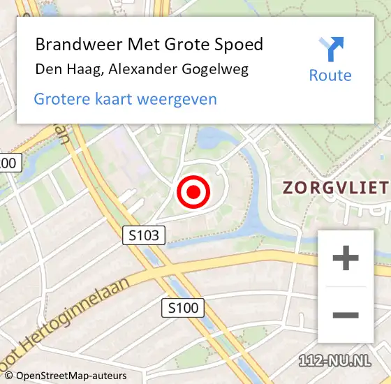 Locatie op kaart van de 112 melding: Brandweer Met Grote Spoed Naar Den Haag, Alexander Gogelweg op 20 juni 2021 02:25
