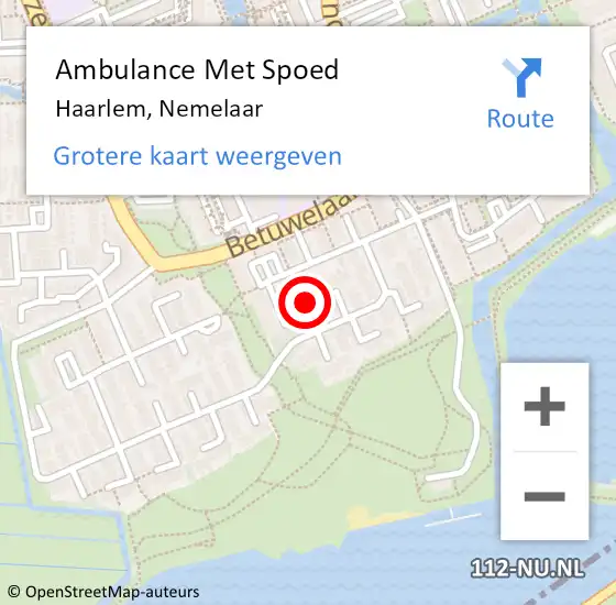 Locatie op kaart van de 112 melding: Ambulance Met Spoed Naar Haarlem, Nemelaar op 20 juni 2021 04:40