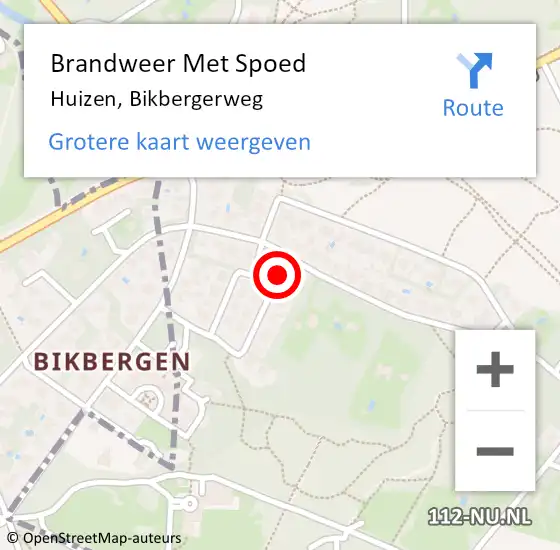 Locatie op kaart van de 112 melding: Brandweer Met Spoed Naar Huizen, Bikbergerweg op 20 juni 2021 10:53