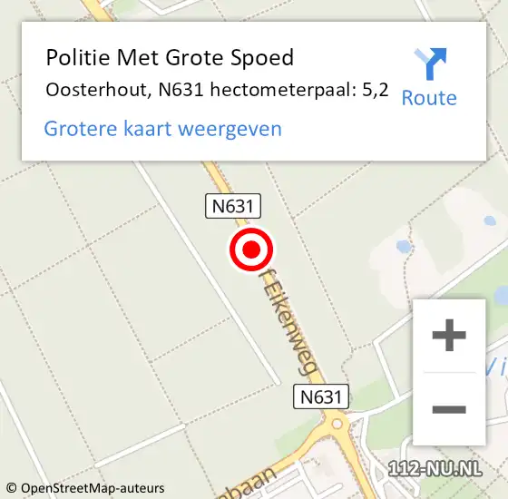 Locatie op kaart van de 112 melding: Politie Met Grote Spoed Naar Oosterhout, N631 hectometerpaal: 5,2 op 20 juni 2021 12:09