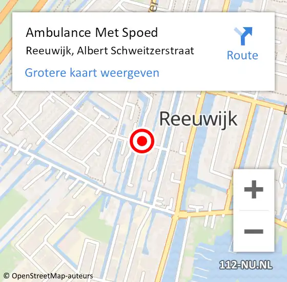 Locatie op kaart van de 112 melding: Ambulance Met Spoed Naar Reeuwijk, Albert Schweitzerstraat op 20 juni 2021 12:36