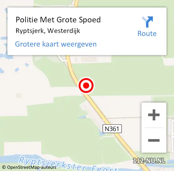 Locatie op kaart van de 112 melding: Politie Met Grote Spoed Naar Ryptsjerk, Westerdijk op 20 juni 2021 14:25