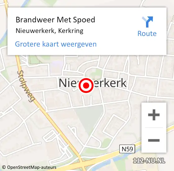 Locatie op kaart van de 112 melding: Brandweer Met Spoed Naar Nieuwerkerk, Kerkring op 20 juni 2021 15:58