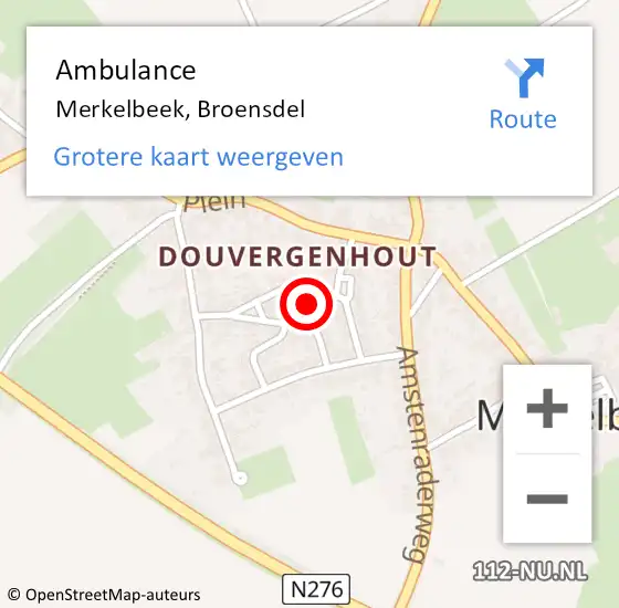 Locatie op kaart van de 112 melding: Ambulance Merkelbeek, Broensdel op 13 juni 2014 21:10