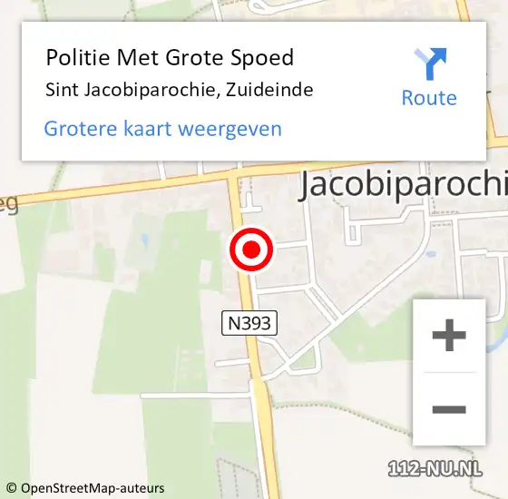 Locatie op kaart van de 112 melding: Politie Met Grote Spoed Naar Sint Jacobiparochie, Zuideinde op 20 juni 2021 17:11