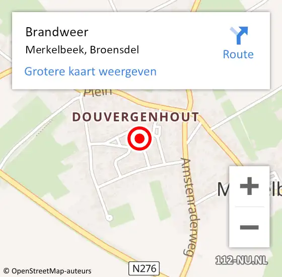 Locatie op kaart van de 112 melding: Brandweer Merkelbeek, Broensdel op 13 juni 2014 21:32