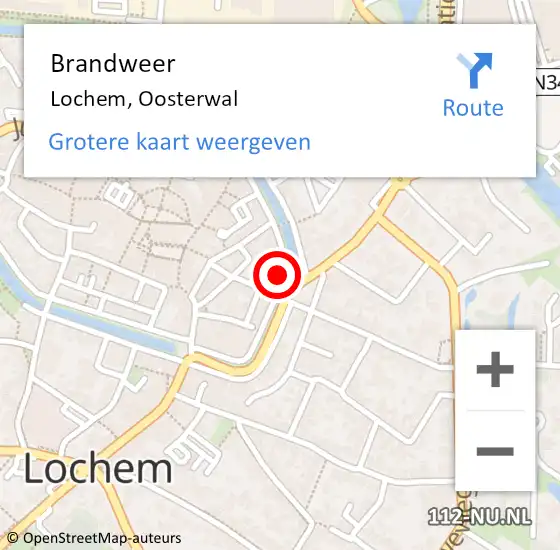 Locatie op kaart van de 112 melding: Brandweer Lochem, Oosterwal op 13 juni 2014 21:42