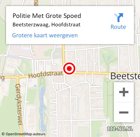 Locatie op kaart van de 112 melding: Politie Met Grote Spoed Naar Beetsterzwaag, Hoofdstraat op 20 juni 2021 20:39