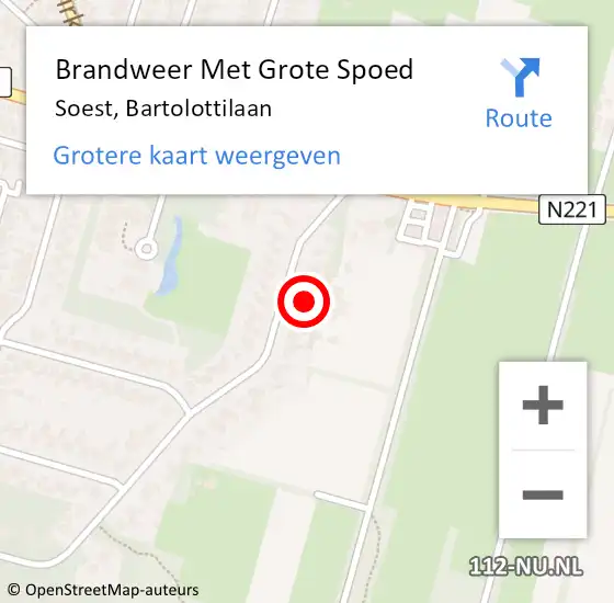 Locatie op kaart van de 112 melding: Brandweer Met Grote Spoed Naar Soest, Bartolottilaan op 20 juni 2021 21:33
