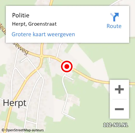 Locatie op kaart van de 112 melding: Politie Herpt, Groenstraat op 20 juni 2021 22:24
