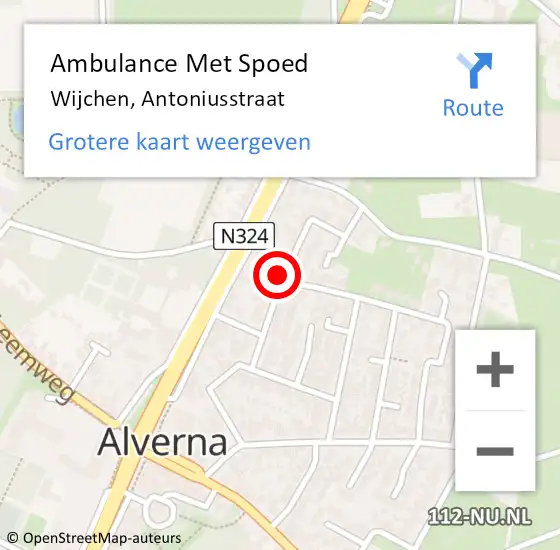 Locatie op kaart van de 112 melding: Ambulance Met Spoed Naar Wijchen, Antoniusstraat op 20 juni 2021 22:25