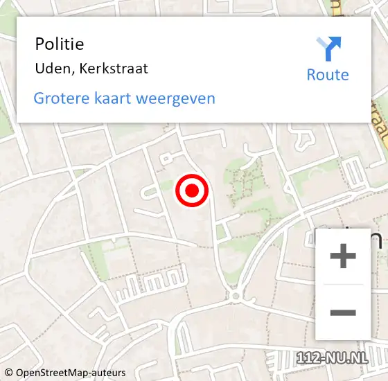 Locatie op kaart van de 112 melding: Politie Uden, Kerkstraat op 20 juni 2021 22:31