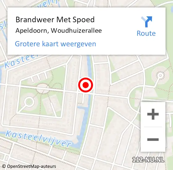 Locatie op kaart van de 112 melding: Brandweer Met Spoed Naar Apeldoorn, Woudhuizerallee op 20 juni 2021 22:47