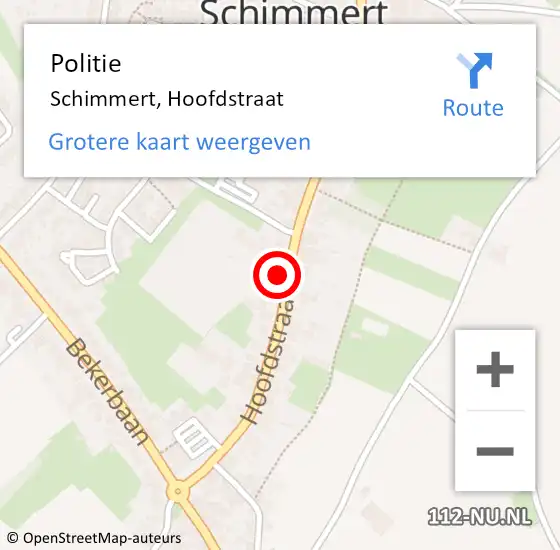 Locatie op kaart van de 112 melding: Politie Schimmert, Hoofdstraat op 21 juni 2021 08:18