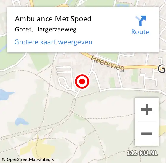 Locatie op kaart van de 112 melding: Ambulance Met Spoed Naar Groet, Hargerzeeweg op 21 juni 2021 08:43