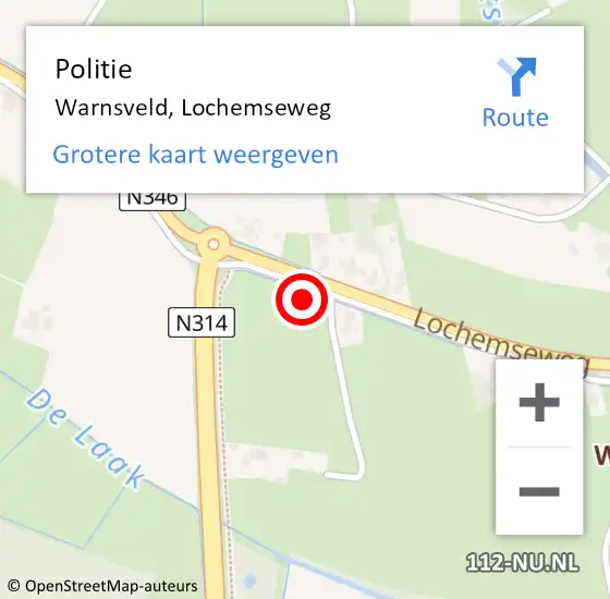 Locatie op kaart van de 112 melding: Politie Warnsveld, Lochemseweg op 21 juni 2021 09:32