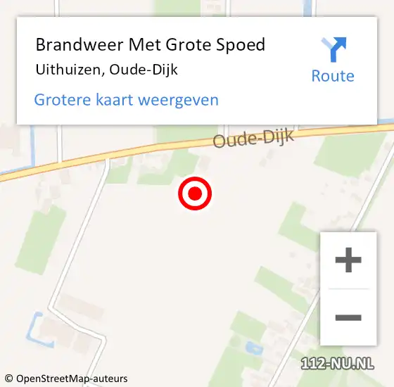 Locatie op kaart van de 112 melding: Brandweer Met Grote Spoed Naar Uithuizen, Oude-Dijk op 21 juni 2021 12:00