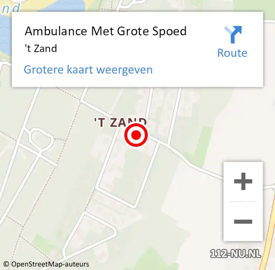 Locatie op kaart van de 112 melding: Ambulance Met Grote Spoed Naar 't Zand op 22 juni 2021 12:17