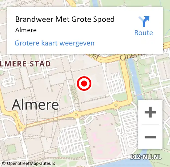Locatie op kaart van de 112 melding: Brandweer Met Grote Spoed Naar Almere-Stad op 22 juni 2021 14:35