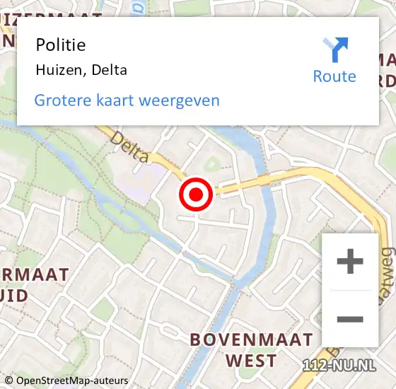 Locatie op kaart van de 112 melding: Politie Huizen, Delta op 22 juni 2021 15:07