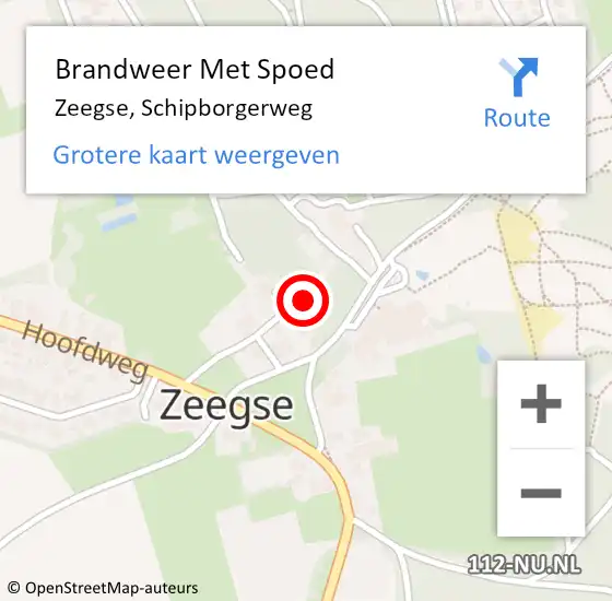 Locatie op kaart van de 112 melding: Brandweer Met Spoed Naar Zeegse, Schipborgerweg op 22 juni 2021 15:17