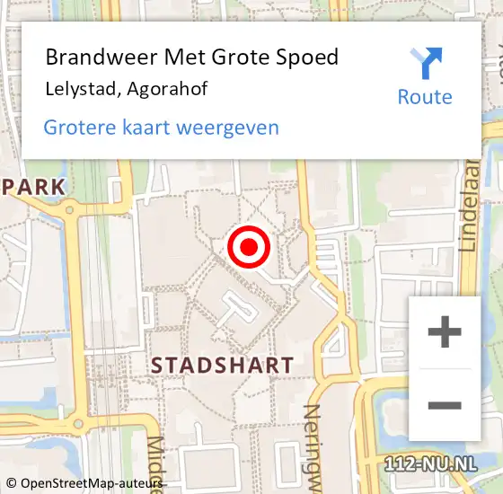 Locatie op kaart van de 112 melding: Brandweer Met Grote Spoed Naar Lelystad, Agorahof op 22 juni 2021 16:29