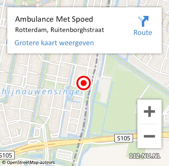 Locatie op kaart van de 112 melding: Ambulance Met Spoed Naar Rotterdam, Ruitenborghstraat op 22 juni 2021 16:55